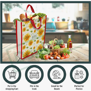 Bolsa de Transporte Multiusos de Lona de Algodón Ecológico, Bolsa de Compras Reutilizable con Asas Reforzadas para Comestibles, Frutas, Verduras, Leche - Product Image 5