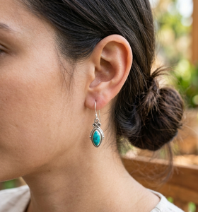 Handmade Natural Turquoise 925 Sterling Silver Hoop Earrings Women Vintage Boho Jewelry <b>Rose</b> <b>Gold</b> Yellow <b>Gold</b> Plated Party Gift - Product Image 1