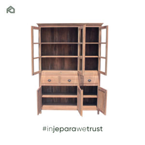 Ensemble de meubles de rangement pour salon en teck minimaliste, écologique, fait main, en bois massif, design durable, montage facile, armoire de présentation - Product Image 3