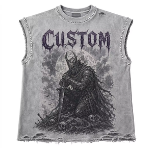 Custom Graphic DTG Printed <b>Rhinestone</b> Tank <b>Top</b> 100% Cotton Jersey Soft Vintage Sleeveless Quick Dry Breathable Unisex OEM - Product Image 1