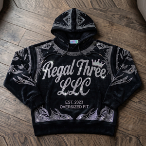 Hoodie ample en strass lavés pour l'hiver, entièrement orné de strass, pour hommes et femmes, avec transfert de diamants, personnalisable - Product Image 1