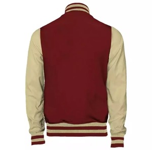 <b>Men</b>’s Genuine Leather Sleeve Varsity Baseball <b>Jacket</b> Custom Embroidery Patches Letterman <b>Jacket</b> Wholesale OEM - Product Image 2