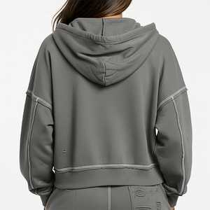 Sudadera con Capucha Unisex Extra Grande Personalizada con Cierre Completo y Costuras en Contraste, Largo Regular, 100% Algodón, Transpirable, Sudadera de Invierno, OEM ODM - Product Image 3