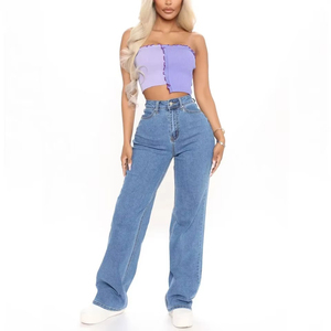 BEST ROCK INTERNATIONAL Jeans de Mezclilla Casuales de Cintura Media y Pierna Recta para Mujer, Nueva Colección de Alta Calidad, 100% Algodón Transpirable - Product Image 3