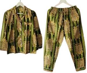 Conjunto de pijamas de algodón estampado, ropa de dormir de manga larga para mujer, pijamas con cuello vuelto, ropa de dormir informal de primavera - Product Image 3