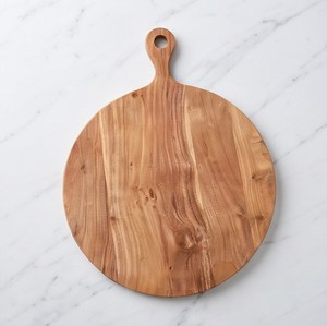 Tabla de cortar redonda de madera con orificio para colgar, tabla de cortar de grano natural para cocina - Product Image 1