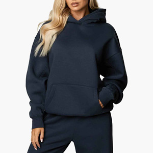 Sudadera con Capucha Extra Grande Unisex Azul Marino, Sudadera de Forro Polar con Bolsillo Delantero, Ropa Casual de Otoño, Diseño de Punto con Mangas Regulares - Product Image 1