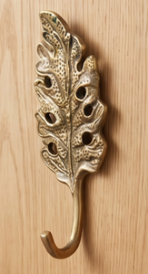 Premium Brass Oak Leaf Wall <b>Hook</b> Handmade Rustic Style Single <b>Hook</b> For Clothing Display Door Hanger Stylish Home Accent - Product Image 5