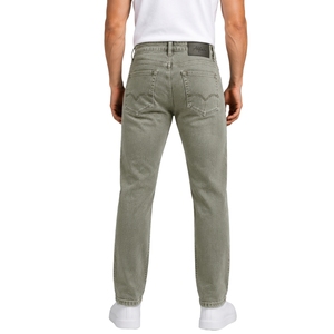 Jean en denim vert sauge pour homme, coupe droite, coupe classique, pantalon décontracté tendance, motif texturé, cinq poches, streetwear - Product Image 2