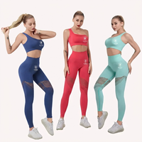Ensemble de yoga pour femme Index, couleur unie, haut court taille haute, leggings longs, panneau en mesh respirant, sans couture, ensemble 2 pièces
