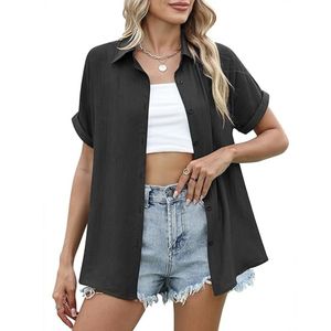 Camisa Hawaiana Informal para Mujer, Blusa Holgada con Botones y Estampado Floral Tropical para la Playa o el Verano - Product Image 1