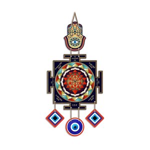 Décoration murale Main de Hamsa et Œil protecteur - Sculpture en verre style bohème pour la protection de l'entrée de la maison - Product Image 5