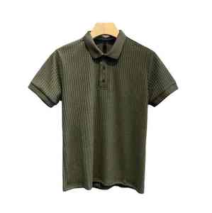เสื้อโปโลผู้ชายลายทางถัก แขนสั้น ทรงปกติ สไตล์ลำลอง สีเทา - Product Image 5