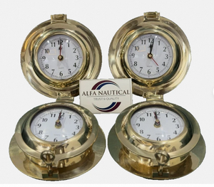 Brass Gold-Plated Polished <b>Digital</b> Printing Porthole Wall <b>Clock</b> Nautical Style Round Decorative Timepiece for Home Office Gift - Product Image 3
