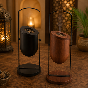 Arabic Style Wooden <b>Bakhoor</b> <b>Burner</b> With Metal Stand Luxury Oud Holder Home Fragrance Censor Ramadan Eid Gift Decor Wooden Craft - Product Image 1