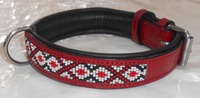 Collier pour chien en cuir OWE avec perles, design doux et rembourré, style Masai, fermeture à boucle, nettoyage à sec uniquement, luxe authentique