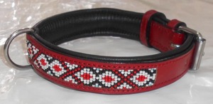 Collier pour chien en cuir OWE avec perles, design doux et rembourré, style Masai, fermeture à boucle, nettoyage à sec uniquement, luxe authentique - Product Image 5