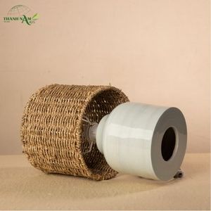 Lampe de table d'intérieur minimaliste moderne en bambou naturel fait main avec abat-jour tissé à la main - Product Image 6