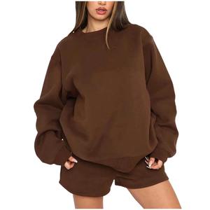 Ensemble sweat-shirt et short pour femme, style streetwear vintage, col rond, imprimé, respirant, écologique, séchage rapide, 100% coton - Product Image 1
