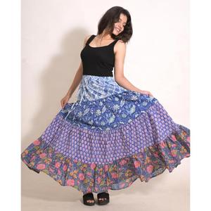 Cotton Printed Boho Long <b>Skirt</b> | Handmade Indian <b>Patchwork</b> Maxi | Women's Hippie Fashion Clothing - Product Image 3