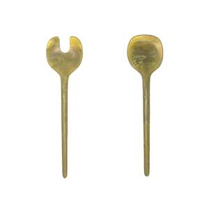 Cuillères de buffet en acrylique translucide caramel en gros |   Ensemble de 2 fourchettes et cuillères à salade pour restaurant - Product Image 6
