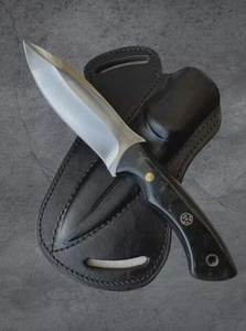 Couteau à lame fixe unique, fait main, en acier inoxydable, avec manche en résine noire, couteau de camping avec étui en cuir - Product Image 4