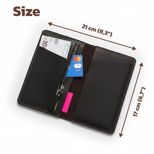 Funda para Chequera de Cuero Liso, Fundas para Chequera de Cuero Genuino con 2 Bolsillos, Porta Cheques Impermeable, Venta al por Mayor LCBC-0007 - Product Image 2