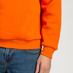 Sweat-shirt à col rond pour homme, couleur orange, coupe ample, tricot uni, vêtement décontracté d'hiver, 100% coton respirant - Product Image 5