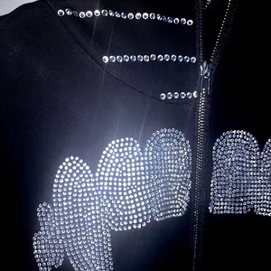 Sudadera con capucha personalizada Y2K con diseño de telaraña y pedrería para hombre, estilo oversize con cremallera completa, ropa urbana gótica, sudadera de forro polar grueso. - Product Image 4