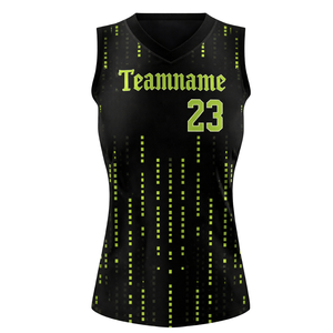 Camiseta de Softbol sin Mangas con Sublimación Total, Color Negro Verde Neón, Impresión Digital, Uniforme Personalizado para Equipo con Número en la Espalda - Product Image 2