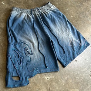 Men's <b>Shorts</b> Puff Printing Sequined Rhinestone <b>Decorated</b> Casual Style <b>Short</b> Length - Product Image 4
