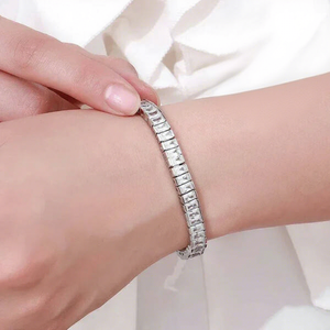 Bracelet tennis unisexe en or avec diamants de laboratoire taille baguette, bijoux fins classiques pour mariage, vente en gros, haute qualité - Product Image 1