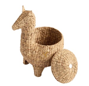 Cesta de Jacinto de Agua con Forma de Alpaca y Tapa Desmontable, Organizador de Juguetes de Mimbre para Guardar Animales de Peluche, Contenedor para Guardería - Product Image 3