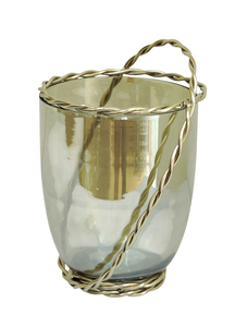 Elegante Frutero de Vidrio Vintage con Asa de Alambre de Latón Trenzado, Centro de Mesa Decorativo para la Decoración del Comedor del Hogar - Product Image 4