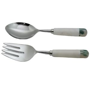 Poignée ronde en pierre de marbre en résine et acier inoxydable Serveur à salade accessoires de cuisine gadgets de cuisine - Product Image 1