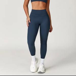 High Waist <b>Knitted</b> <b>Leggings</b> Solid Full Length Stretchy Breathable Eco-friendly 220g Women's Sporty Yoga Pants - Product Image 4
