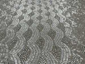 ผ้าปักมือลายลูกปัดเงินหรูหรา |   ผ้าทูลล์ปักลูกปัดหนาแน่นสำหรับชุดแต่งงานและชุดเจ้าสาวขายส่ง - Product Image 2