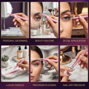 Pince à épiler inclinée pour sourcils, en acier inoxydable, pince de précision pour l'épilation, pince à épiler courbée pour salon et usage domestique, 1 pièce - Product Image 3