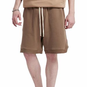 Shorts Bermuda en coton noir pour homme, taille à cordon, décontractés, respirants, tricotés, couleur unie, style jogger - Product Image 4