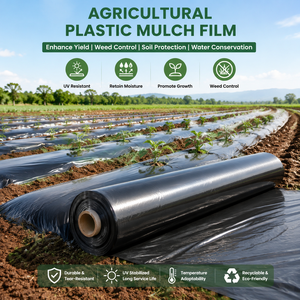 Cubierta de Suelo Compostable para Agricultura, Plástico Anti-UV Plateado y Negro, Película de Plástico para Mulching de 30 Micras para Plantación - Product Image 1