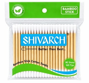Coton-tiges en bambou, 80 bâtonnets – Écologiques, embouts en coton naturel - Product Image 2