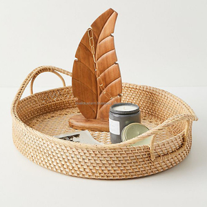 Panier à plateau en rotin écologique durable pour la décoration, célébrations festives à la maison-Lotus bleu du Vietnam - Product Image 5