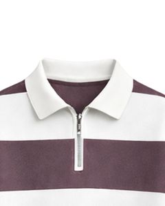 Sweat-shirt à col zippé rayé violet et blanc pour homme, pull en molleton décontracté pour l'hiver, fabricant OEM personnalisé - Product Image 5