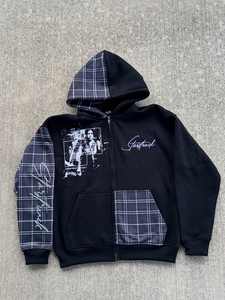 Sweat-shirts à capuche zippés élégants avec logo personnalisé imprimé, en coton respirant épais, nouveau design unique, sweats à capuche avec patch en flanelle - Product Image 5