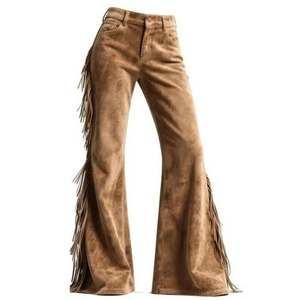 <b>Women</b> Suede Trousers Soft Touch Leather Slim Fit High Waist Elegant Casual Pants Wholesale Supplier OEM ODM Manufacturer - Product Image 5