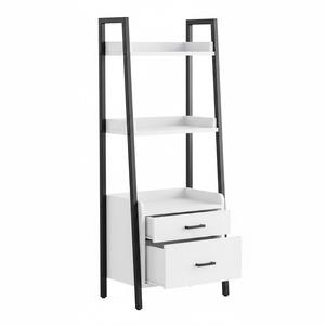 Estantería Moderna Blanca de 5 Niveles con Cajones de Almacenamiento, Estante de Exhibición de Madera Independiente para Muebles de Sala de Estar - Product Image 3