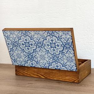 กล่องไม้พิมพ์ลายสำหรับใส่การ์ดสูตรอาหาร กล่องไม้พิมพ์ลายสำหรับใส่เครื่องประดับในครัว กล่องไม้พิมพ์ลายสำหรับจัดเก็บเอกสาร กล่องจัดระเบียบเอกสาร ขายส่ง - Product Image 1