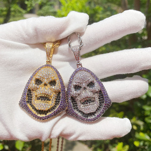 จี้หน้าฮิปฮอปแบบกำหนดเองสำหรับผู้ชาย จี้เพชรโมอิสซาไนต์ VVS ระยิบระยับ เครื่องประดับ 3 มิติ จี้เงินแท้ S925 - Product Image 2