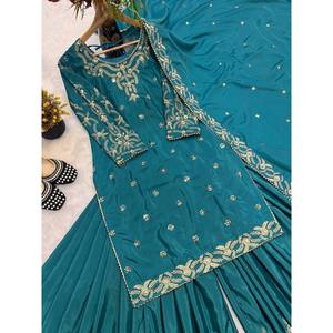 Traditional Muslim Clothing & Accessories Moti Work Embroidery Party Wear <b>Top</b>-Bottom and Dupatta - Product Image 4