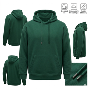 Sweat-shirt à capuche unisexe 100% coton, couleur unie, streetwear, séchage rapide, fitness, personnalisable, OEM, vente en gros - Product Image 3